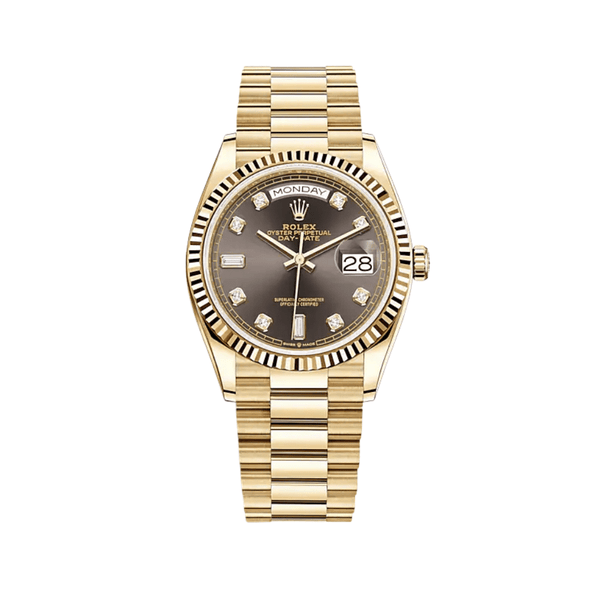 Rolex Day-Date 128238 Yellow Gold Dark Grey Diamond Dial