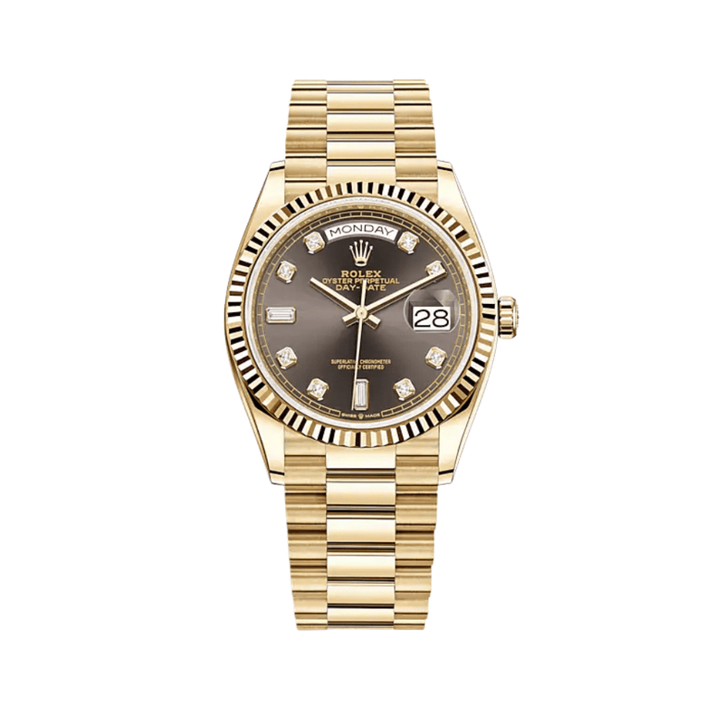 Rolex Day-Date 128238 Yellow Gold Dark Grey Diamond Dial
