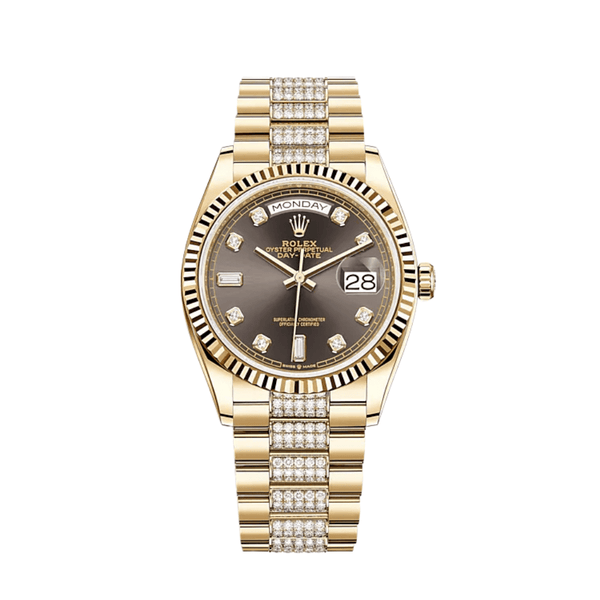 Rolex Day-Date 128238 Yellow Gold Grey Diamond Dial
