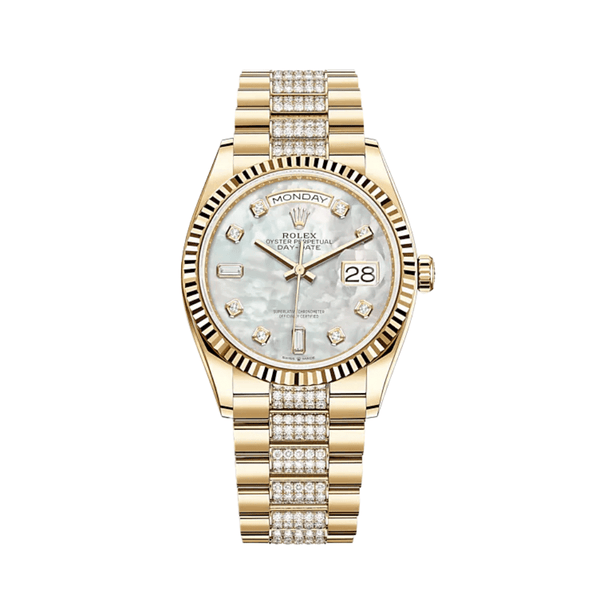 Rolex Day-Date 128238 Yellow Gold Mother of Pearl Diamond Dial