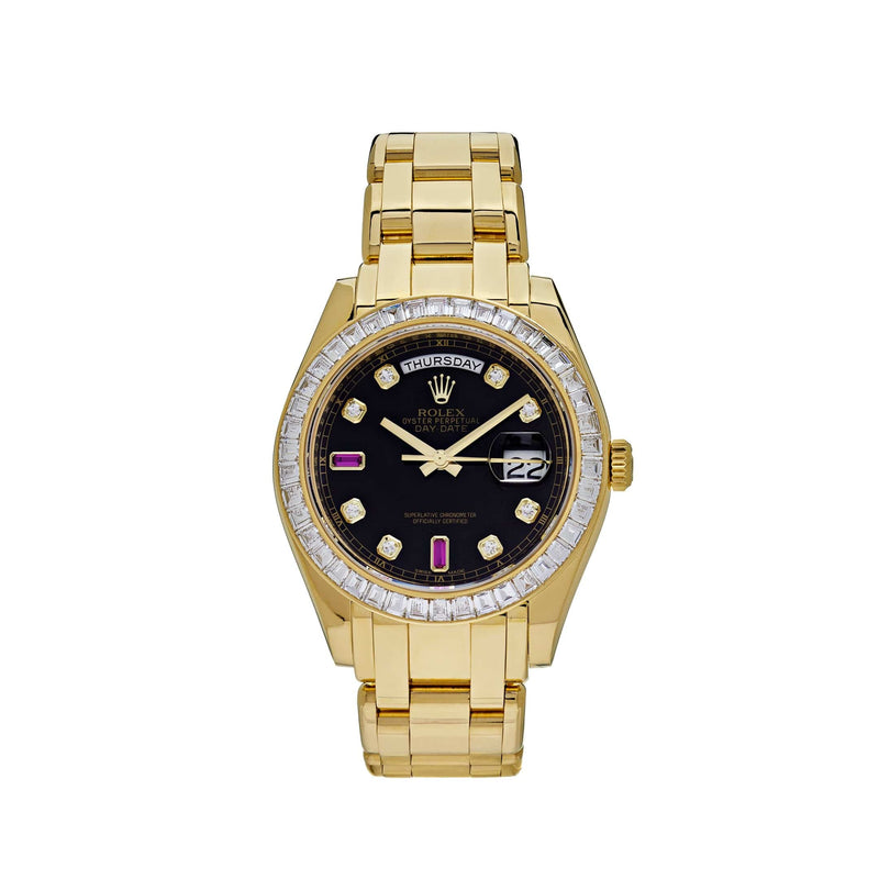 Rolex Day-Date 18958BR Yellow Gold Black Dial Diamond Bezel