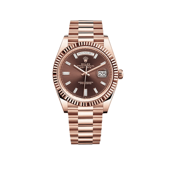 Rolex Day-Date 228235 Rose Gold Chocolate Diamond Dial