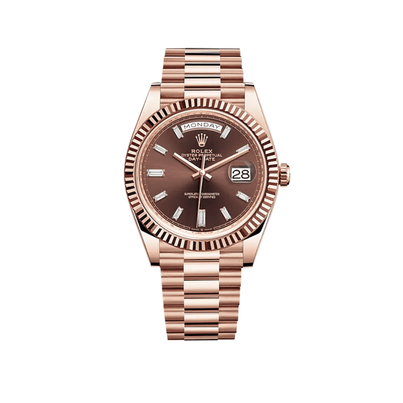 Rolex Day-Date 228235 Rose Gold Chocolate Diamond Dial