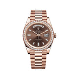 Rolex Day-Date 228345RBR Rose Gold Diamond Bezel Chocolate Dial