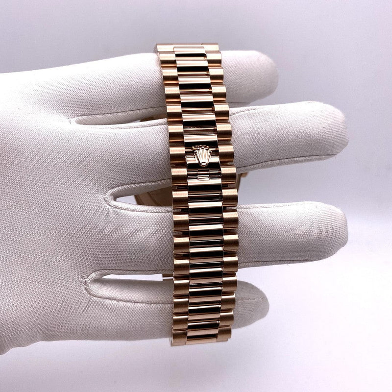 Rolex Day-Date 228345RBR Rose Gold Diamond Bezel Chocolate Dial