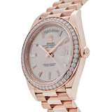 Rolex Day-Date 228345RBR Rose Gold Diamond Bezel Sundust Diamond Dial