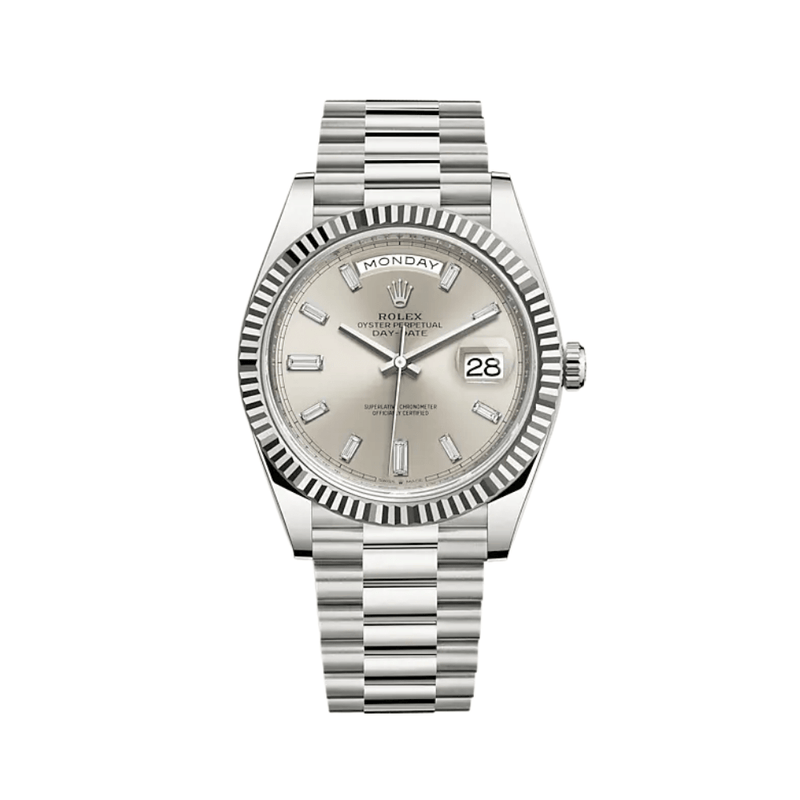 Rolex Day-Date 228239 White Gold Silver Diamond Dial
