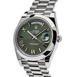 Rolex Day-Date 228206 Platinum President Olive Green Dial