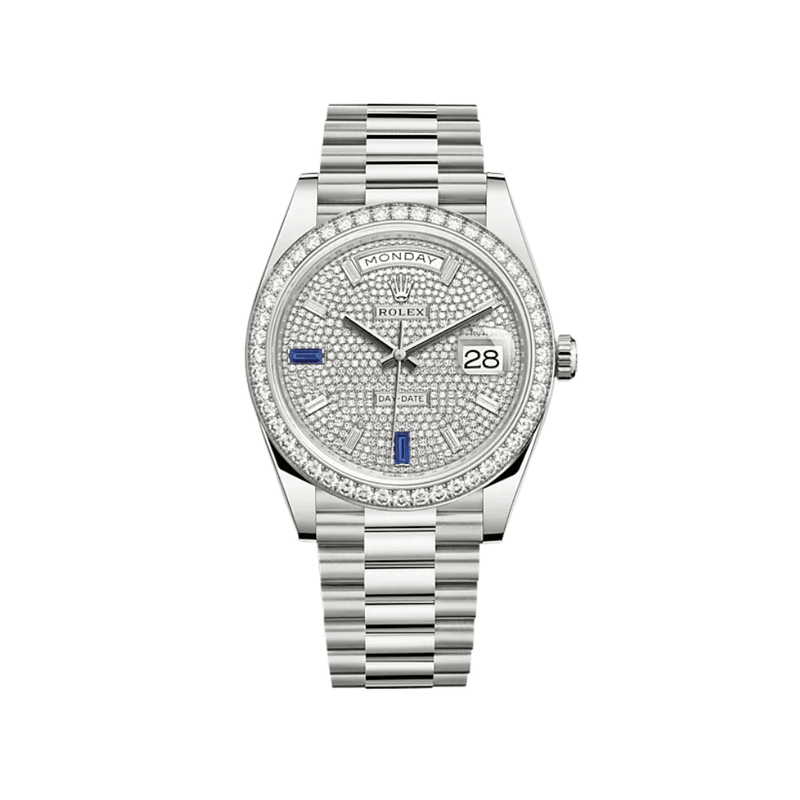 Rolex Day-Date 228349RBR White Gold Diamond Bezel Diamond-Paved Dial