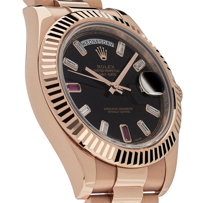 Rolex Day-Date 218235 Rose Gold Black Ruby Dial