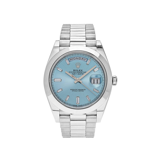 Rolex Day-Date 228206 Platinum Ice Blue Diamond Dial
