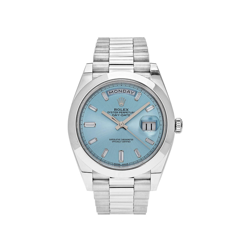 Rolex Day-Date 228206 Platinum Ice Blue Diamond Dial