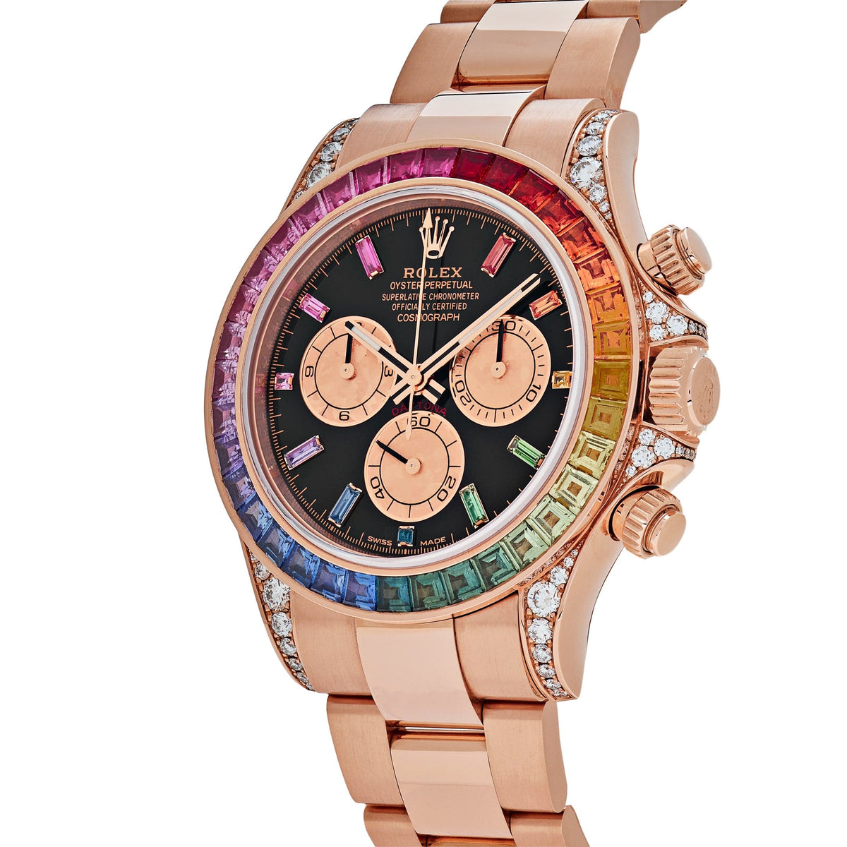 Rolex Daytona 116595RBOW 'Rainbow' Rose Gold Black Dial Sapphire Bezel
