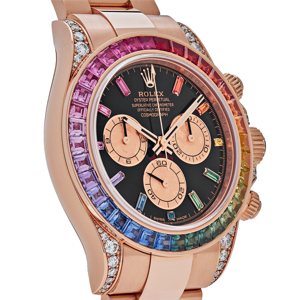 Rolex Daytona 116595RBOW 'Rainbow' Rose Gold Black Dial Sapphire Bezel
