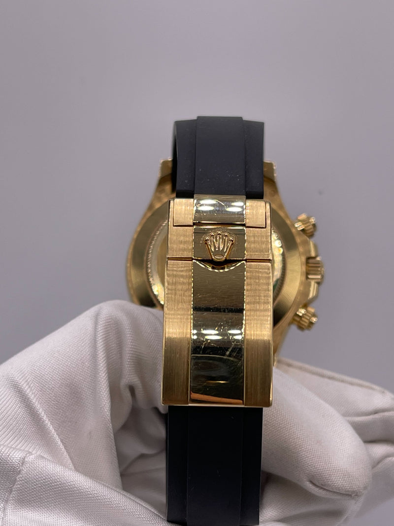 Rolex Daytona 116588SACO Yellow Gold Orange Sapphire Bezel Black Diamond Dial