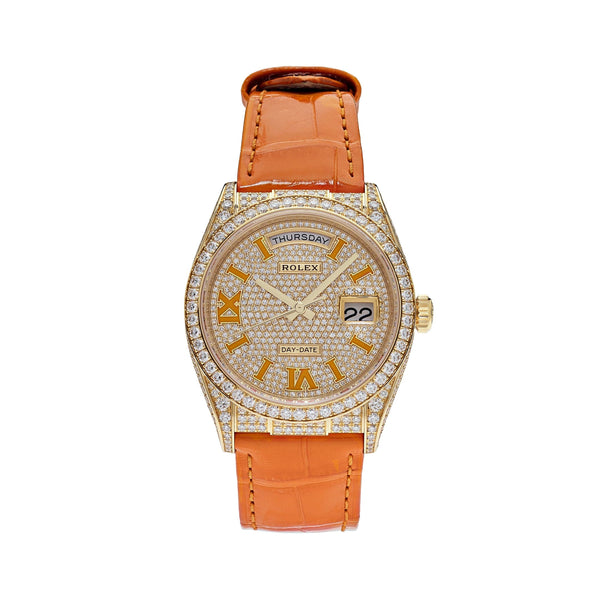 Rolex Oyster Perpetual Day Date 128158RBR Yellow Gold Diamond Set