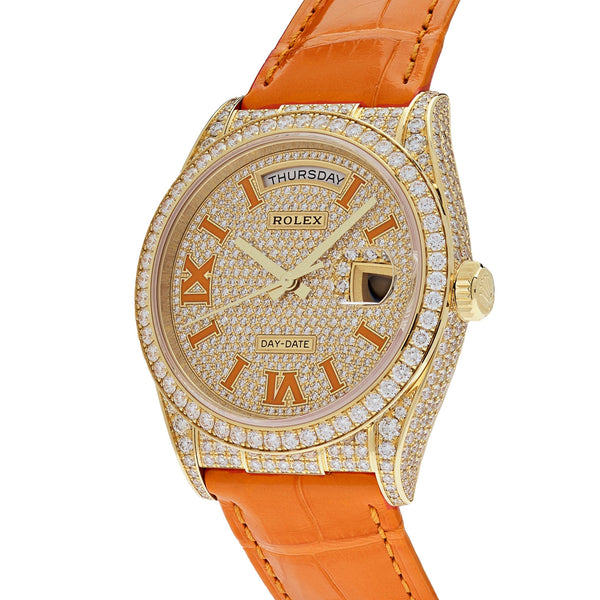 Rolex Oyster Perpetual Day Date 128158RBR Yellow Gold Diamond Set