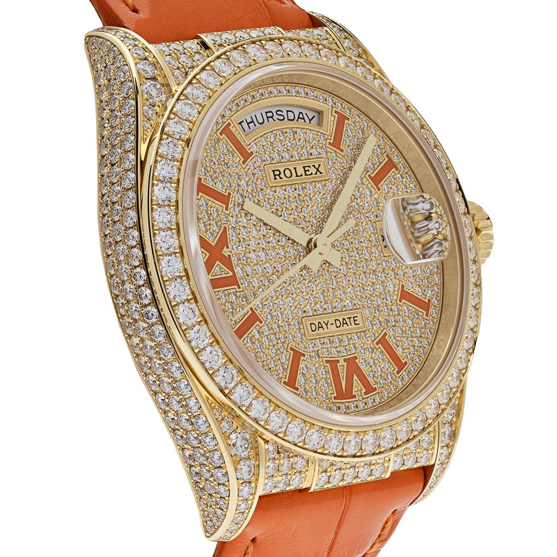 Rolex Oyster Perpetual Day Date 128158RBR Yellow Gold Diamond Set