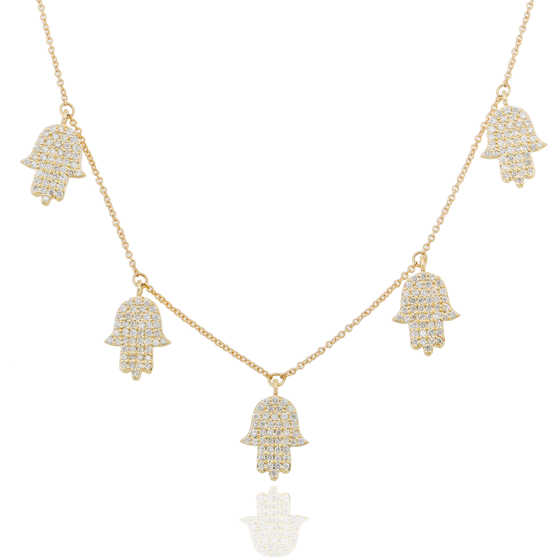 14k Yellow Gold Butterfly Necklace - Round Diamonds