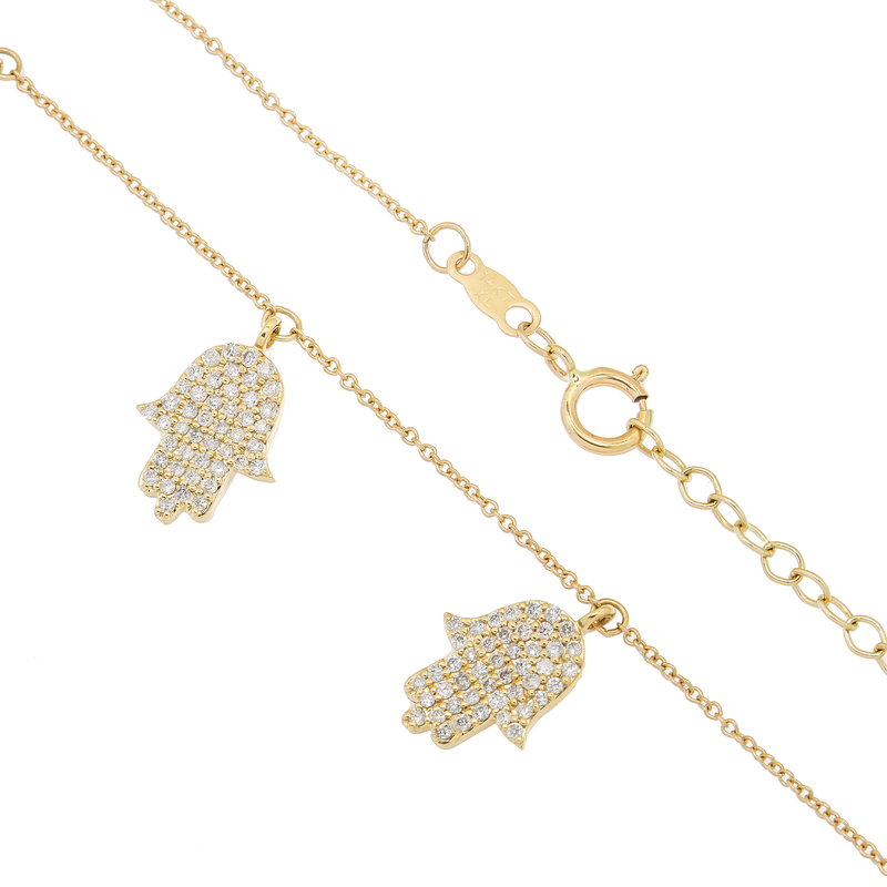 14k Yellow Gold Butterfly Necklace - Round Diamonds