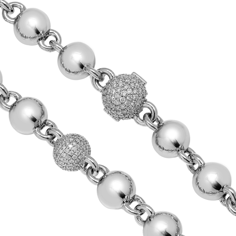 Collana Ball Chain 2,0 Mm In Argento 925 Rodiato (Effetto Oro Bianco) – Uomo/Donna, Palline Italiane - Foto 2