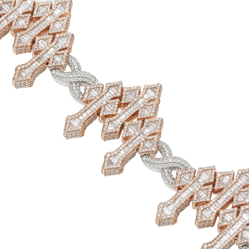 10K Rose and White Gold Baguette Diamond Cross Bracelet 4.70ct - Manhattan  Jewelers