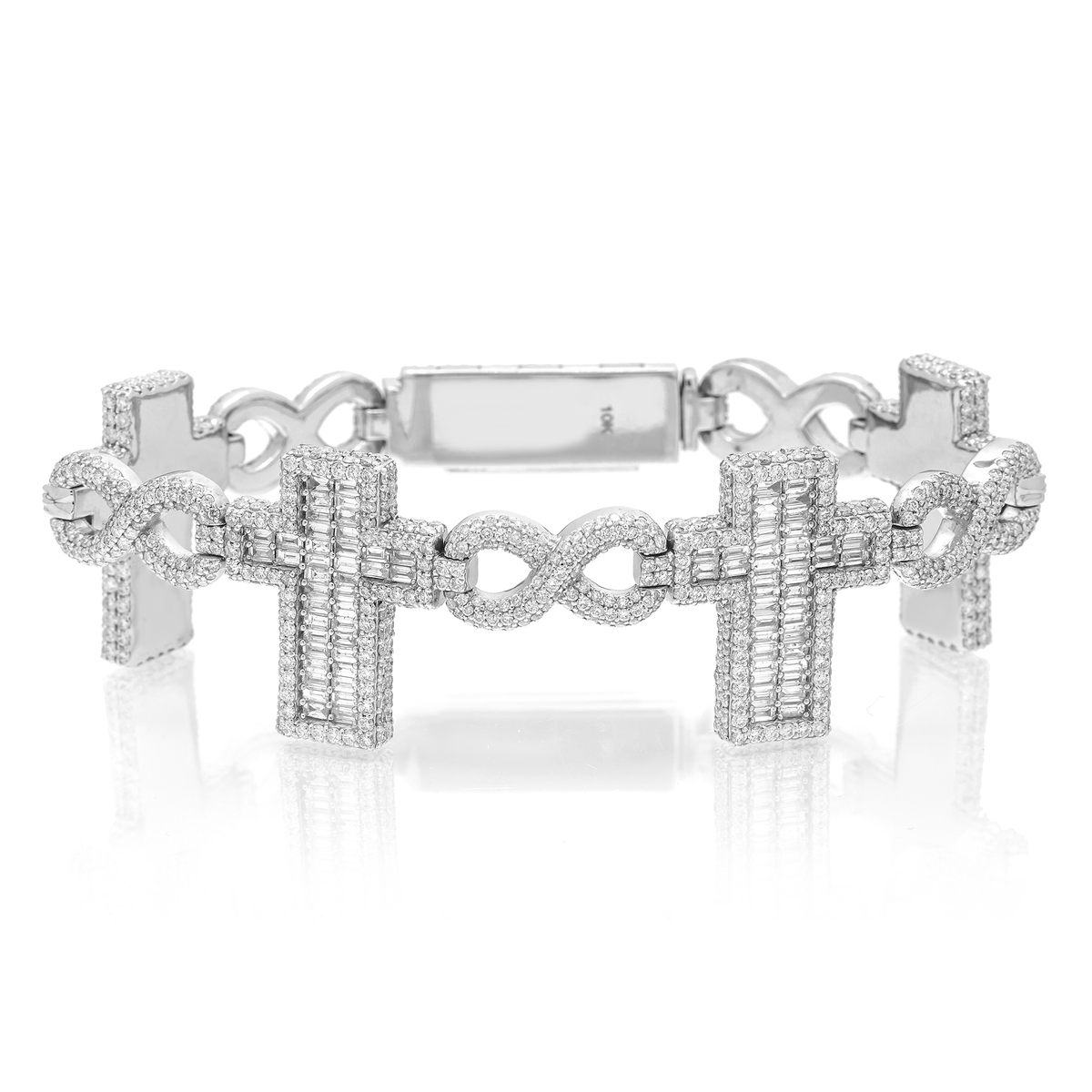 専用Mob Collaboration Bracelet 16MM Moissanite Cross Link Bracelet 14K Tri Tone