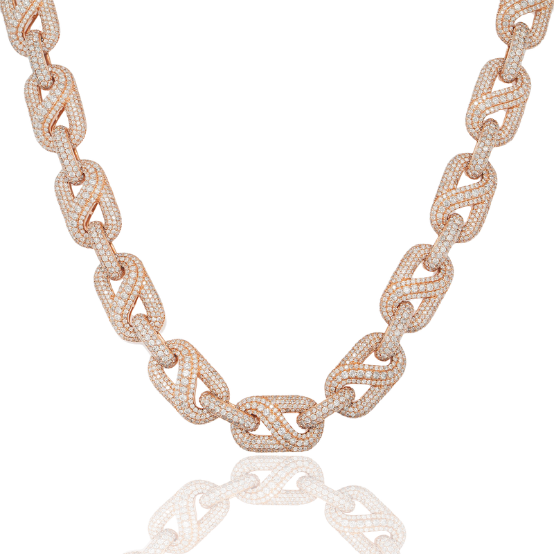 Hermes Kelly Chaine Lariat Necklace Diamond 18K Rose Gold Small | Mightychic