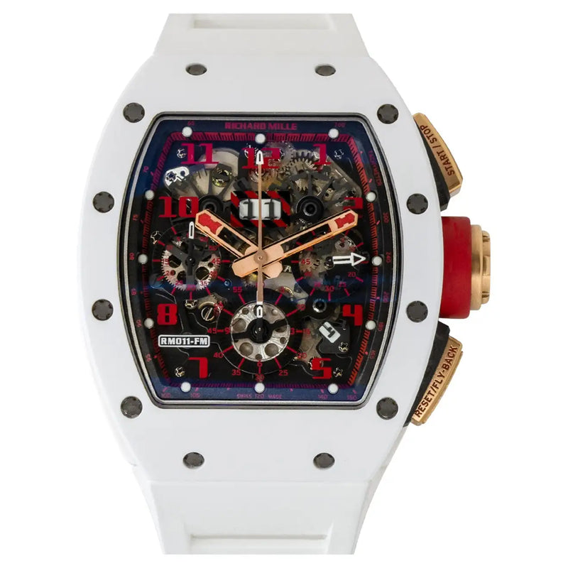 Richard Mille RM011 18k Rose Gold White Demon Chronograph Watch