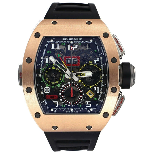 Richard Mille RM 11 02 GMT Rose Gold Titanium Rubber Automatic Watch Mavani Co