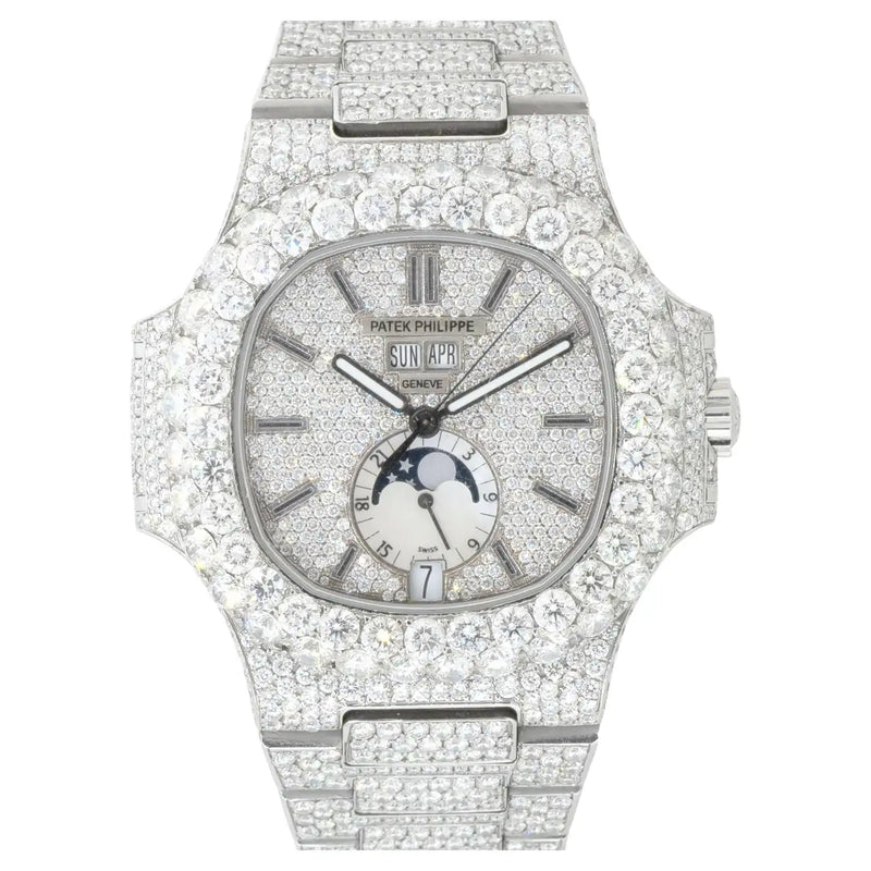 Patek Philippe Nautilus Stainless Steel All Diamond Moon Face Dial